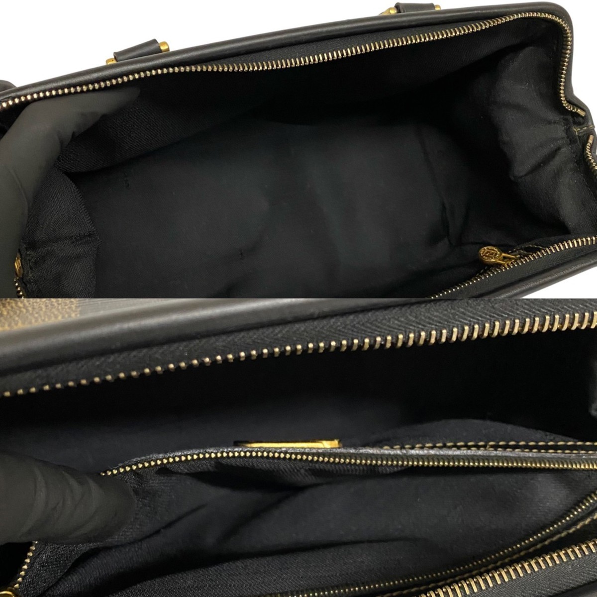 極 美品 FENDI フェンディ ヴィンテージ ペカン 柄 FFロゴ 金具 レザー