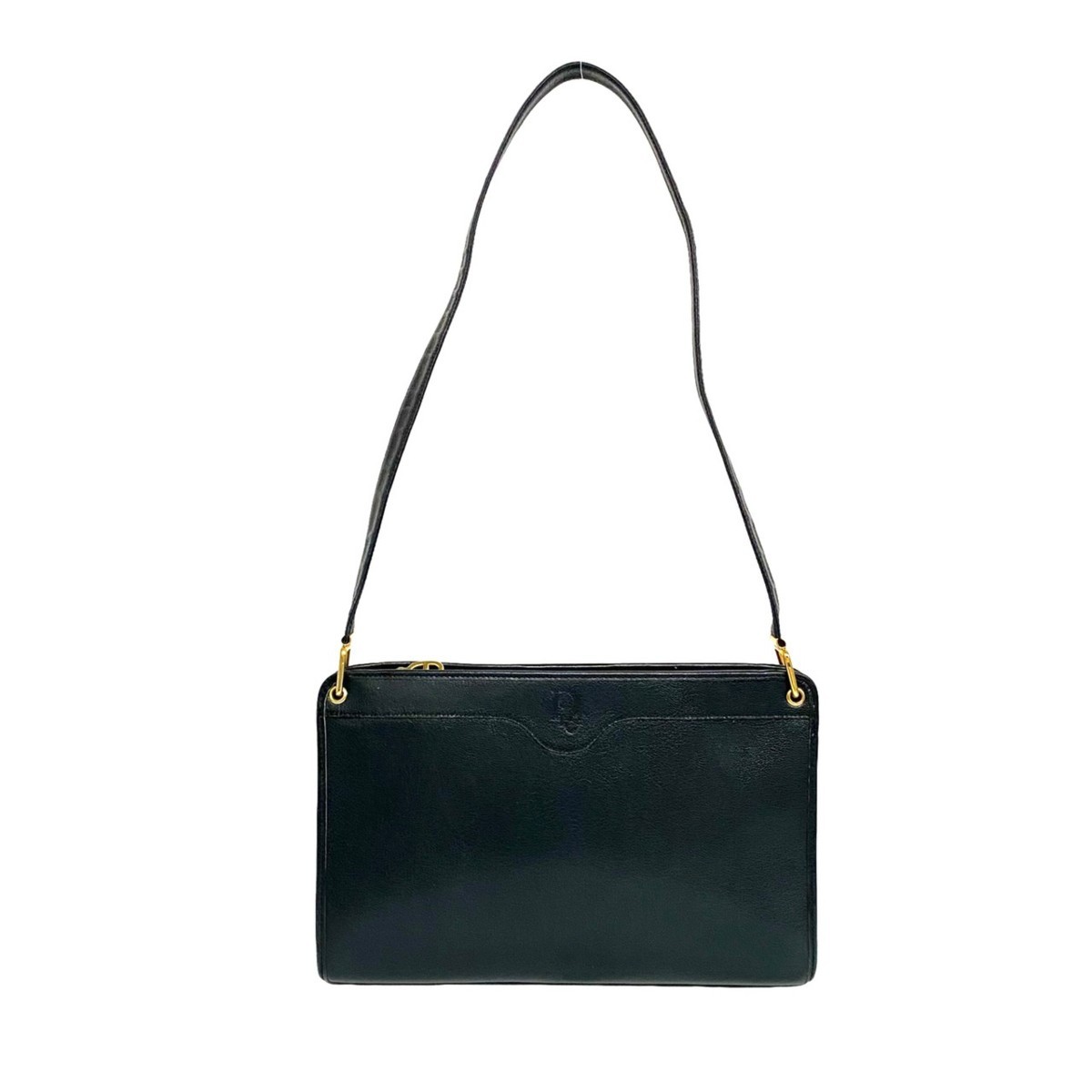極 美品 Christian Dior ディオール CD ロゴ エンボス レザー 本革
