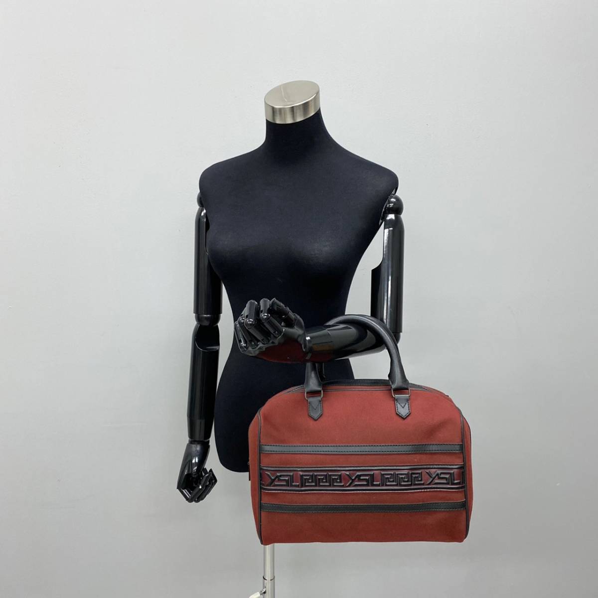 極 美品 イヴサンローラン YSL ロゴ レザー キャンバス ボストンバッグ