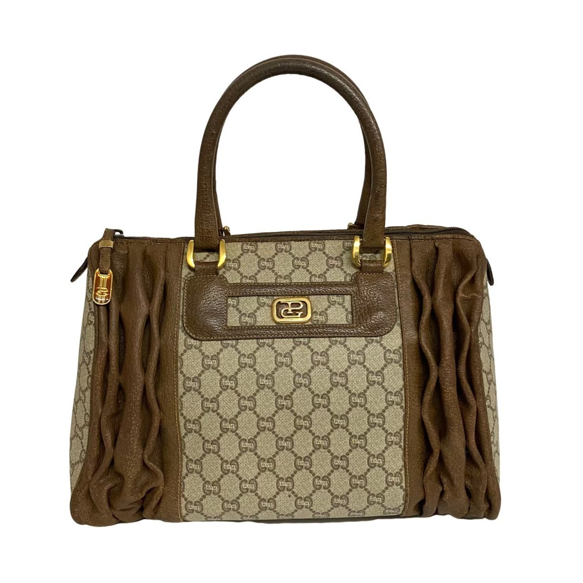 極 美品 GUCCI グッチ オールドグッチ ヴィンテージ GGプラス ロゴ 柄