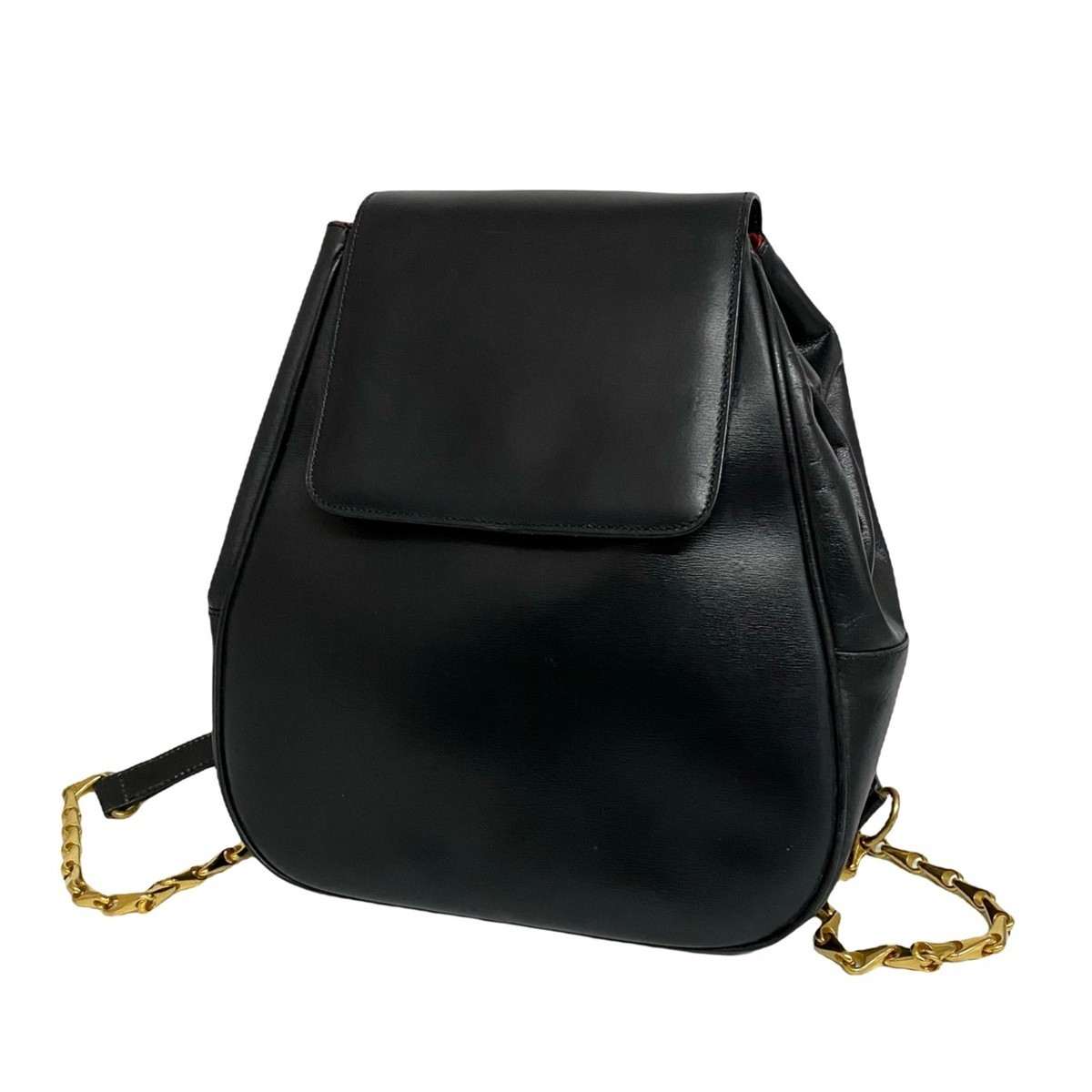 CELINE セリーヌ カーフレザーバックパックリュックサック ヴィンテージ黒-