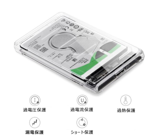 【新品/送料無料】2.5型 SSD HDDケース USB3.0 スケルトン 透明 外付けハードディスク ケース 5Gbps 高速データ転送_画像5