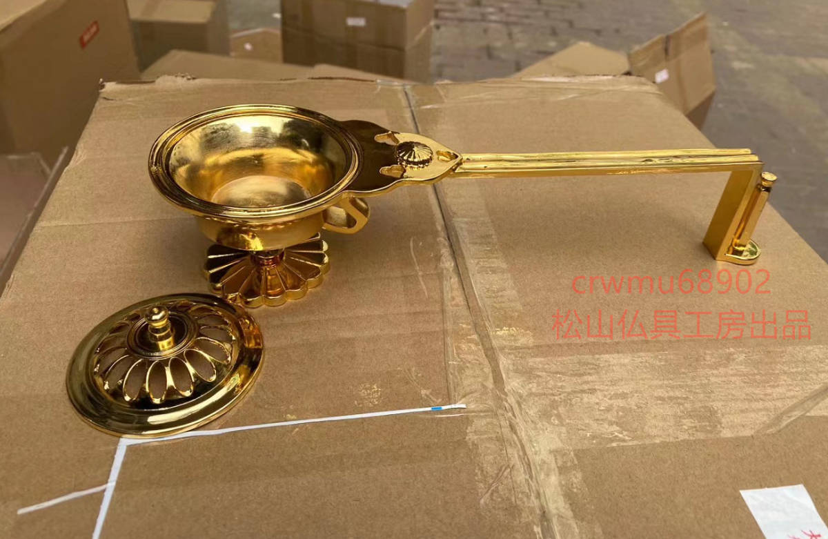 松山仏具工房出品】密教法具 仏具 太子型柄香炉 真鍮製 松山仏具工房出品】密教法具 仏具 太子型柄香炉 真鍮製