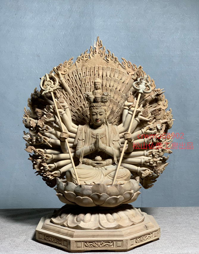 安全 香樟木 木彫観音菩薩坐像 木彫 仏像 仏教文化 仏教工芸品