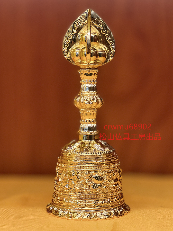 松山仏具工房出品】宝珠鈴☆真鍮製☆金メッキ仕上げ☆大々型 松山仏具工房出品】宝珠鈴☆真鍮製☆金メッキ仕上げ☆大々型