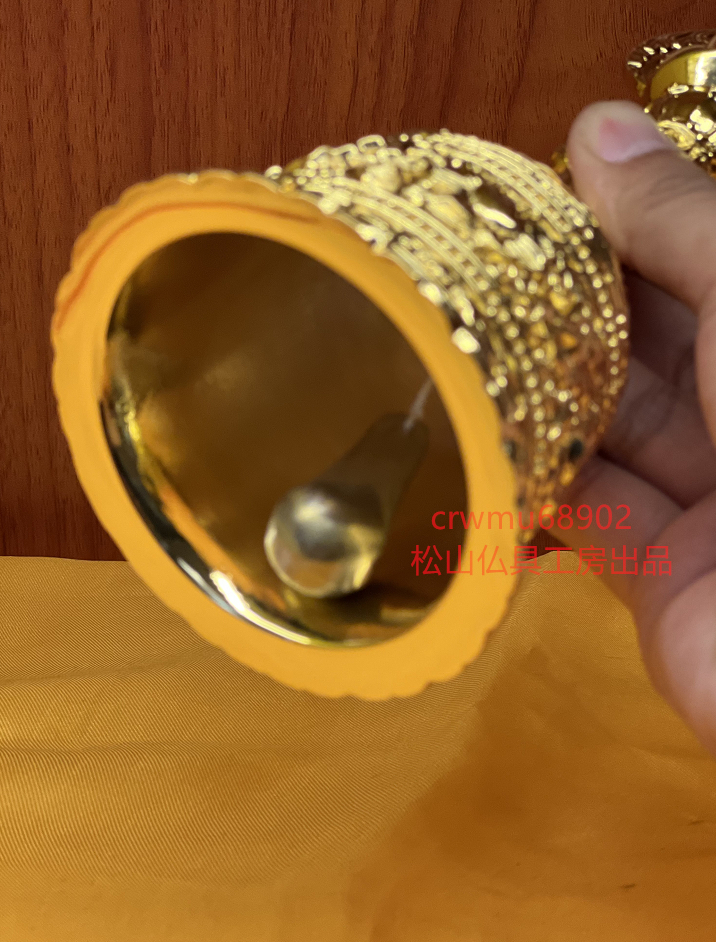 松山仏具工房出品】宝珠鈴☆真鍮製☆金メッキ仕上げ☆大々型 松山仏具工房出品】宝珠鈴☆真鍮製☆金メッキ仕上げ☆大々型