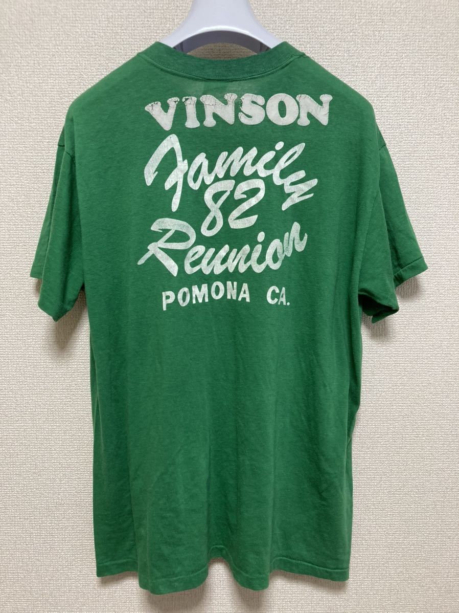 80's90's USAヴィンテージ プリントTシャツ STEDMAN 緑 made in U.S.A. ”VINSON” ヴィンテージTシャツ アメリカ製　X-LARGE(46)_画像2