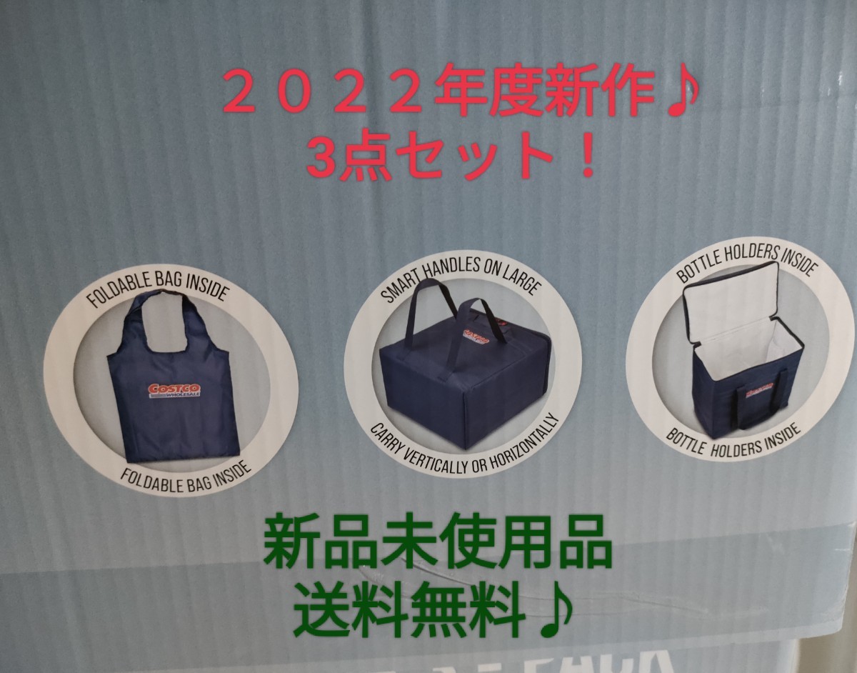 ２０２２年新作♪コストコ保冷バッグ４９Ｌ×２個横持ち出来る♪ソフトクーラー+可愛い折り畳み式エコバッグ容量20L の３点セット