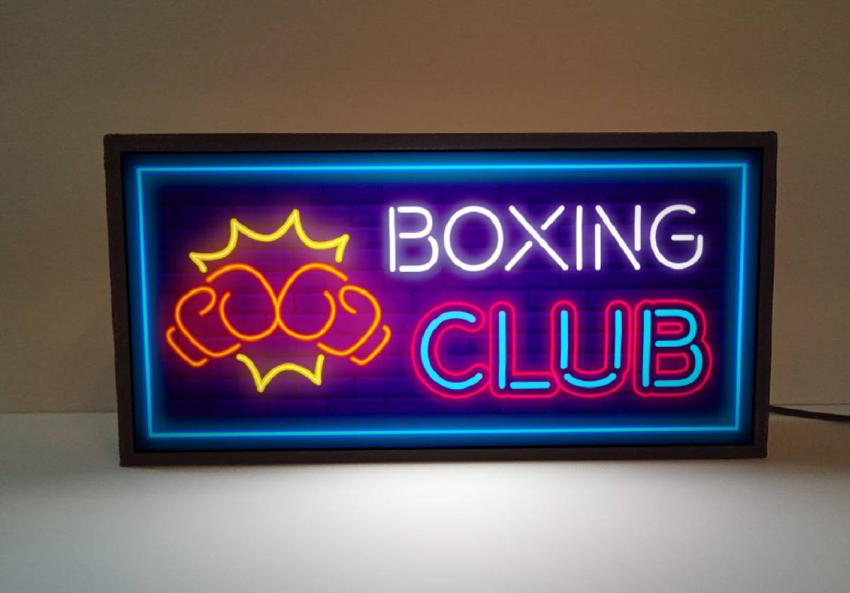 ボクシング ジム チャンピオン ボクサー ファイトクラブ ミニチュア サイン ランプ 看板 置物 雑貨 ライトBOX_画像1