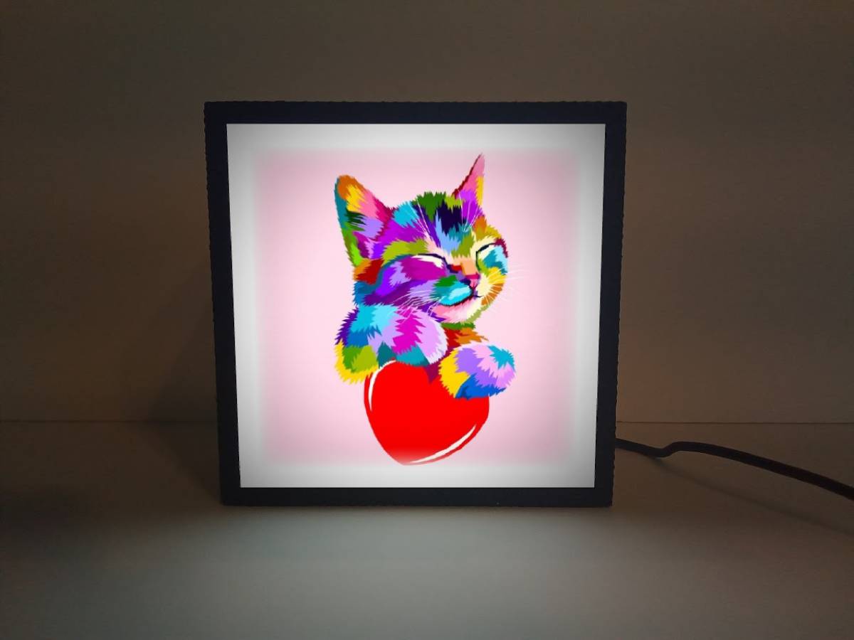  cat cat ......2 CAT Heart pretty miniature desk top autograph lamp lighting signboard ornament toy miscellaneous goods light BOX Mini Mini illumination signboard 