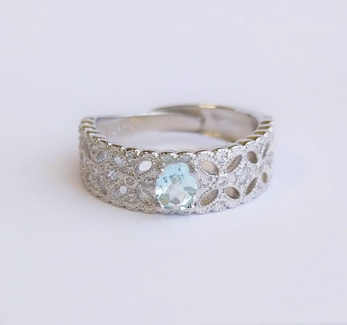  aquamarine re- sling ring silver 925... Power Stone 3 month birthstone natural 