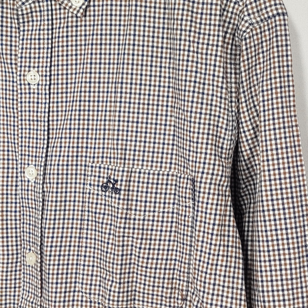  beautiful goods a-vevea.v.v HOMME Mini check button down shirt KHBBG-30049 pattern long sleeve XL men's used /CD