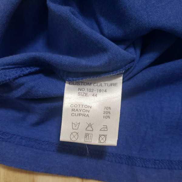 カスタムカルチャー　customculture　半袖ポロシャツ ブルー　サイズ44　Mサイズ　ラインストーン　スカル　日本製　メンズ　半袖Tシャツ_画像6