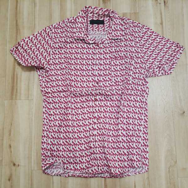 カスタムカルチャー　customculture　半袖シャツ 総柄 ピンク　ホワイト　サイズ3 Lサイズ　日本製　メンズ　半袖Tシャツ_画像1