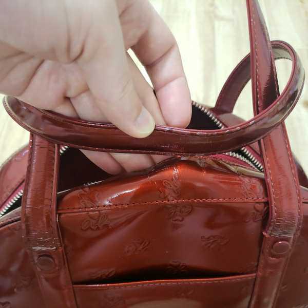  Agnes B agnes b. Mini handbag red lustre processing original leather cow leather lady's bag bag 