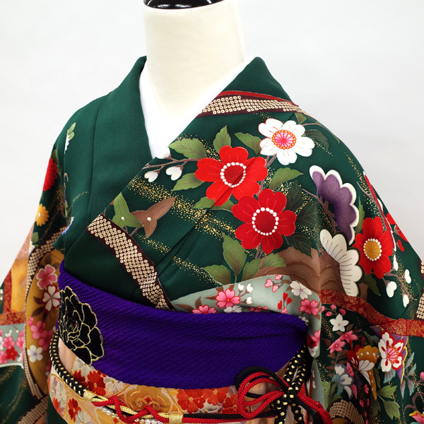 振袖 十日町吉澤友禅 金駒刺繍 金彩加工身丈 168cm オンワード樫山