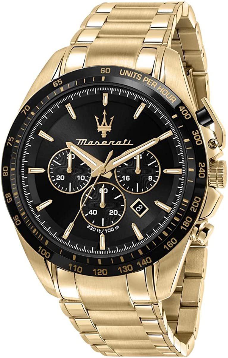入手困難 新品 正規品 Maserati マセラティ 腕時計 メンズ ゴールド 金色 ブラック 黒 ケース付き クロノグラフ オフィシャル 公式_画像1