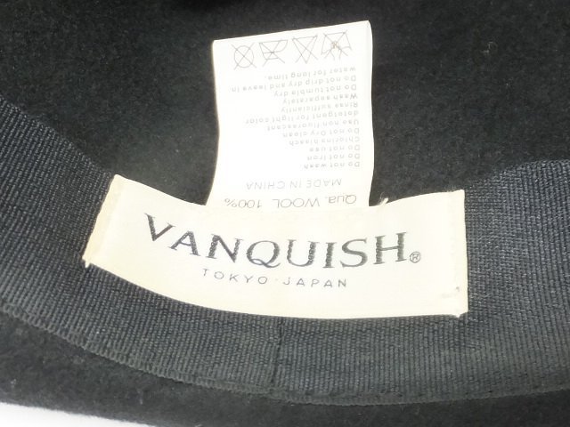 ■【YS-1】 ヴァンキッシュ VANQUISH ■ メンズ 中折れ ハット 帽子 ■ 状態良好 ■ サイズ 57.5cm 黒系 毛100% ■【同梱可能商品】■A_画像6