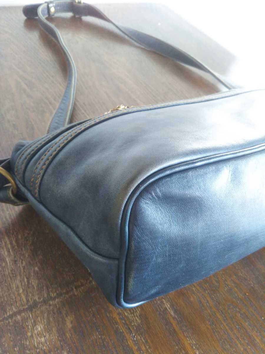 最高級! Y2LEATHER 馬革 HORSE HIDE ホースハイド オールレザー ショルダーバッグ ボディバッグ インディゴブルー 上質レザー 本革バッグ_画像6