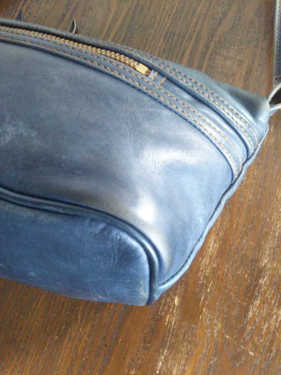 最高級! Y2LEATHER 馬革 HORSE HIDE ホースハイド オールレザー ショルダーバッグ ボディバッグ インディゴブルー 上質レザー 本革バッグ_画像5