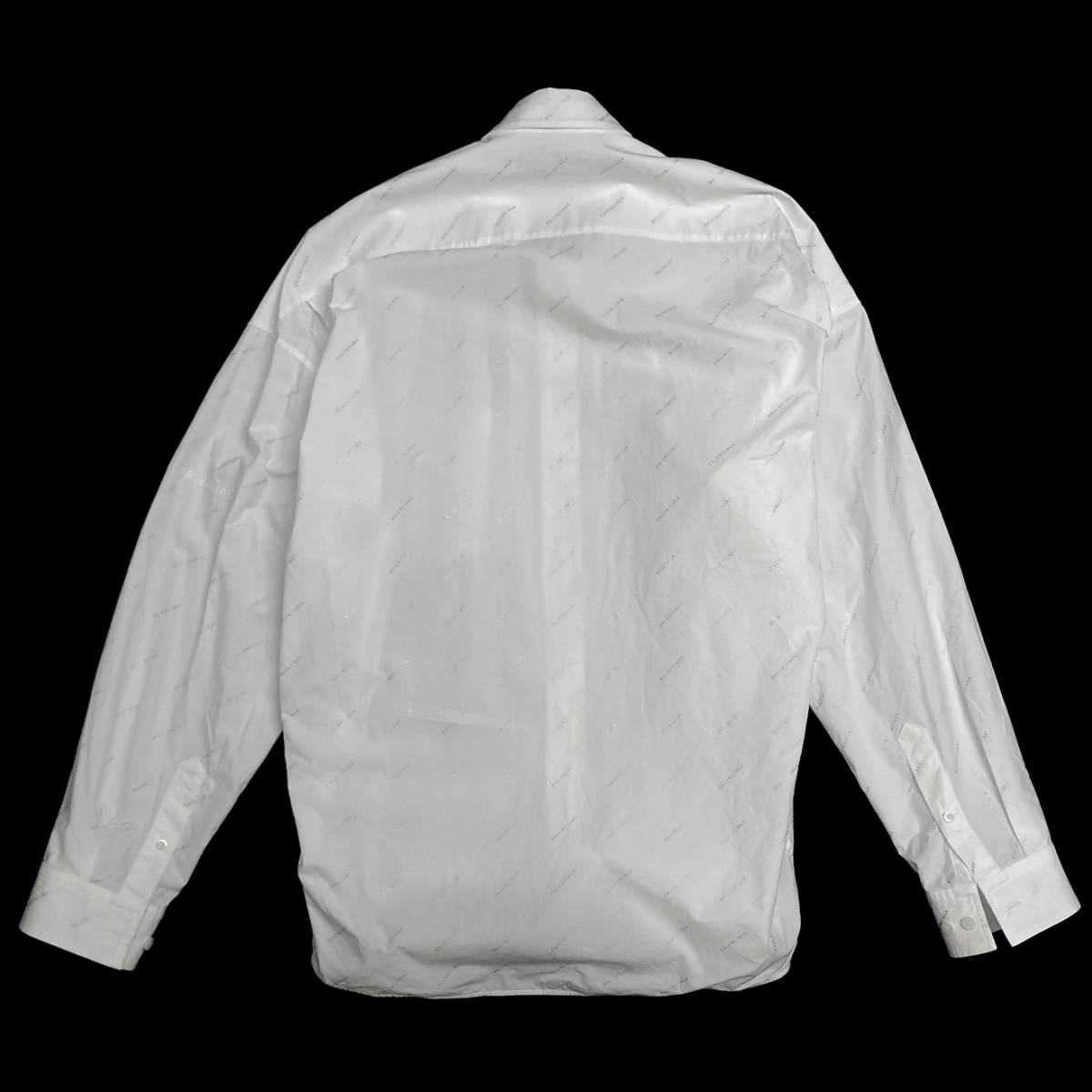 20SS 定価12万 BALENCIAGA Silver Logo Print Shirts 37 国内正規品 本物 バレンシアガ シルバーロゴプリントシャツ デニム