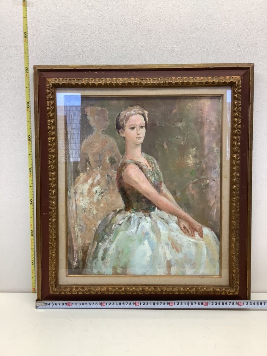 バレリーナの油彩画 額別 Yahoo!オークション - mm136後160 松田穣 【バレリーナ】10号
