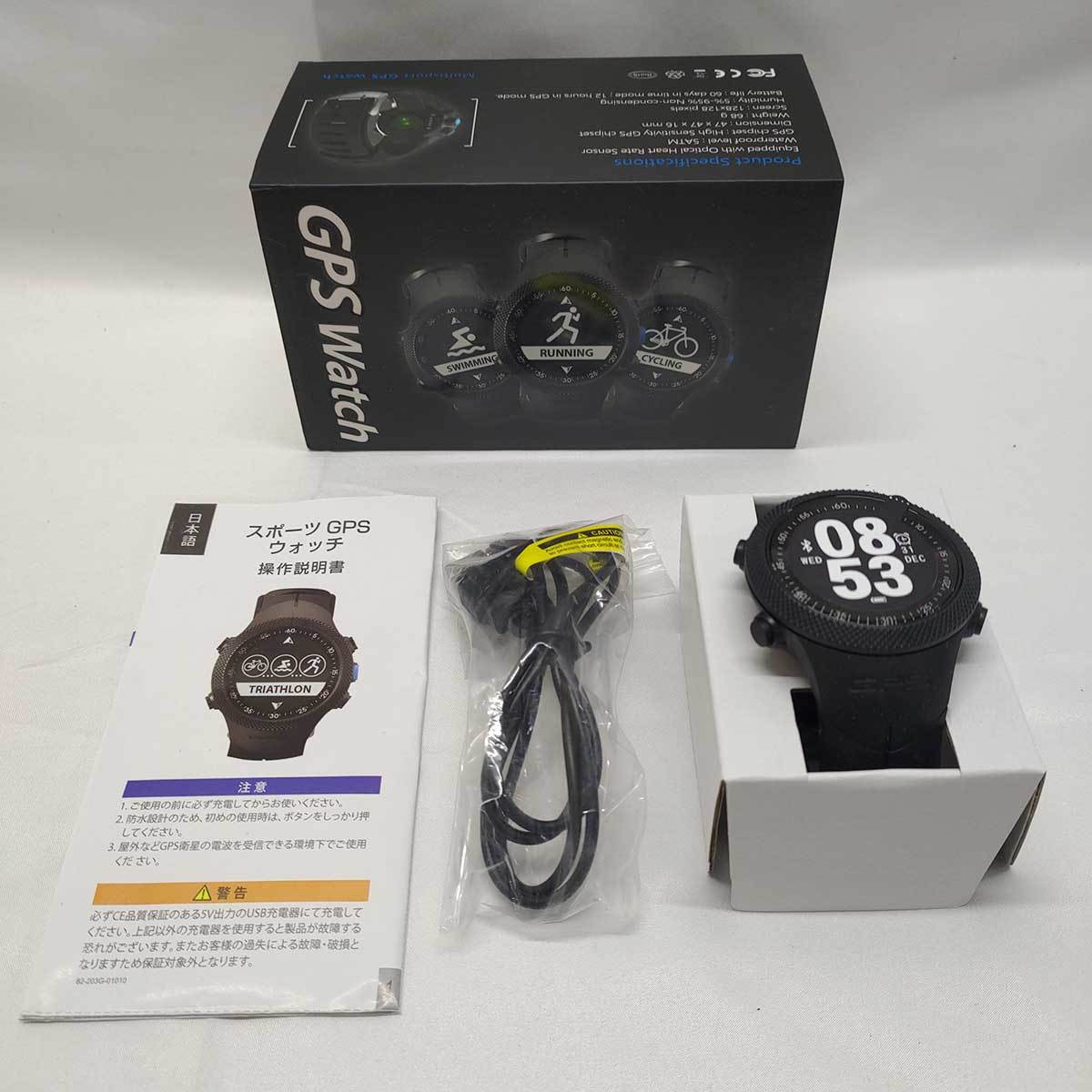【中古】GORIX GPS スマートウォッチ GORIMIN245 ブラック ゴリックス 心拍機能付き 時計 スポーツ GPS追跡 ランニング サイクリング