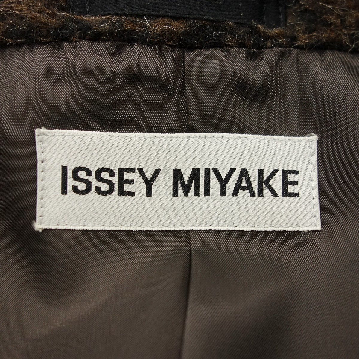 美品◇イッセイミヤケ ウールコート 切替 レディース サイズ3 茶 ISSEY