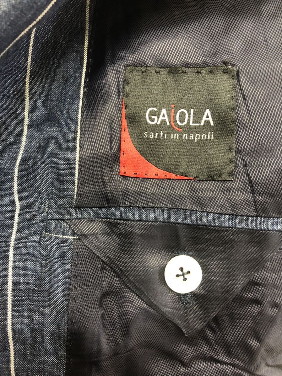 GAJOLA イタリア製　メンズ　ネイビー　ストライプ柄　スーツ　セットアップ　上下　46表記_画像3