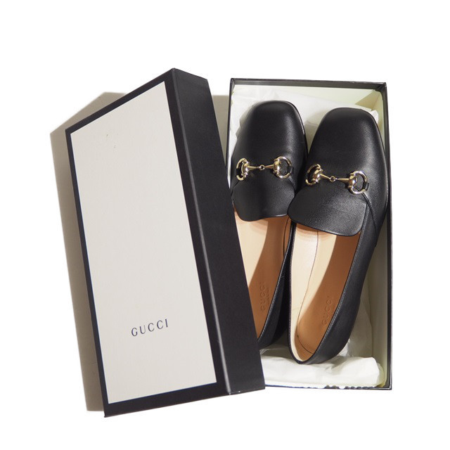 H8814P □GUCCI グッチ□ 新品 ホースビット レザー シューズ ブラック