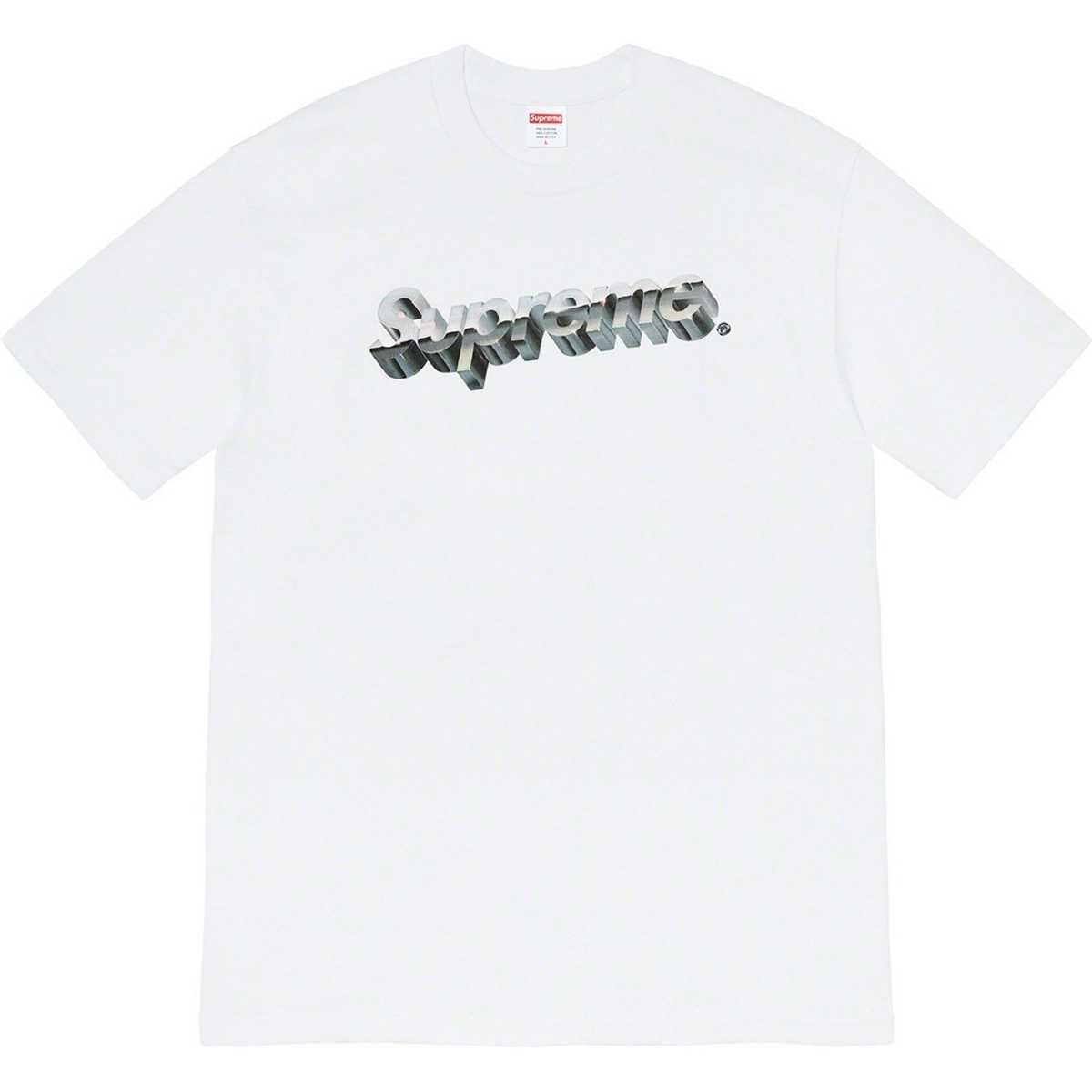新品正規 シュプリーム Supreme Chrome Logo Tee White クローム ロゴ Tシャツ レッド small boxロゴ Lサイズ _画像7