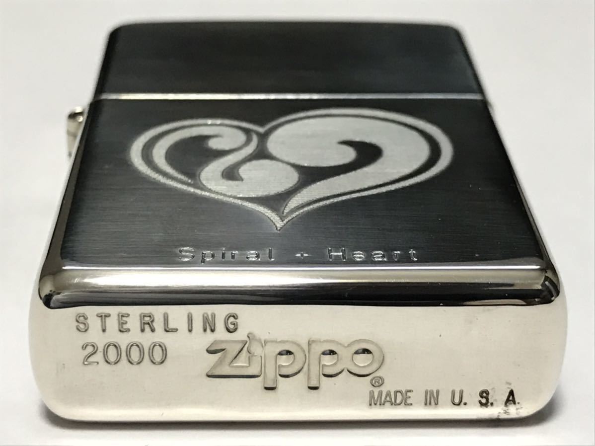 【未使用品】ZIPPO ジッポー STERLING SILVER スターリング シルバー 純銀 Spiral + Heart スパイラル プラス ハート 2000年 コレクション_画像3