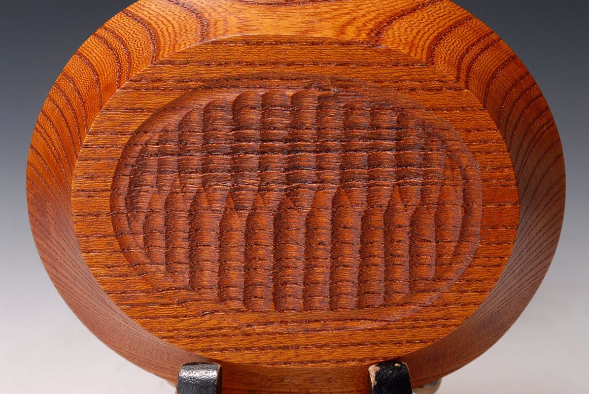 2388-1 木工 作家物 作者不明 刳り貫き 無垢 漆 オーバル皿 木の皿の画像10