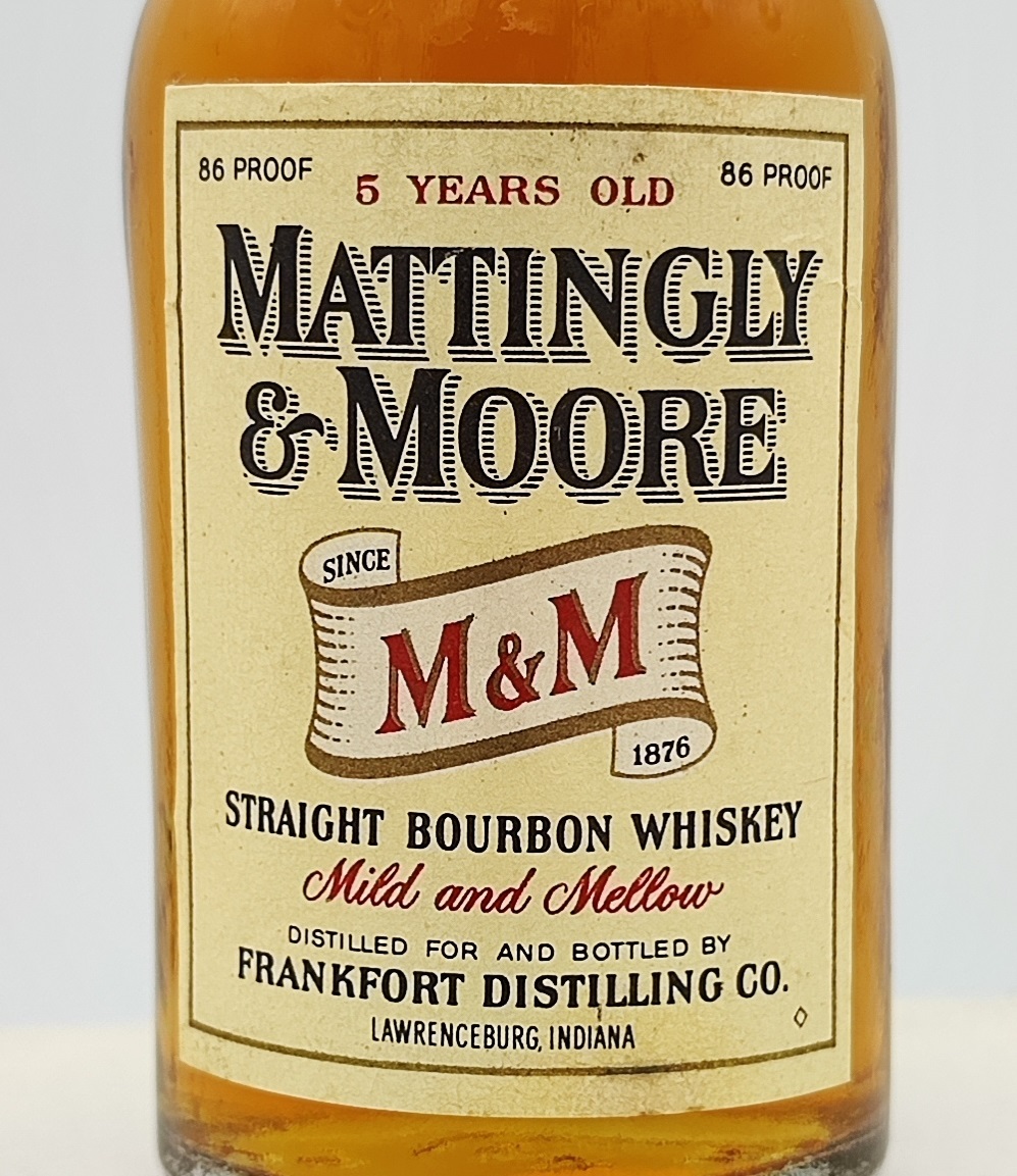 【全国送料無料】MATTINGLY & MOORE 5years old STRAIGHT BOURBON WHISKEY　43度　1/10PINT＝約47ml