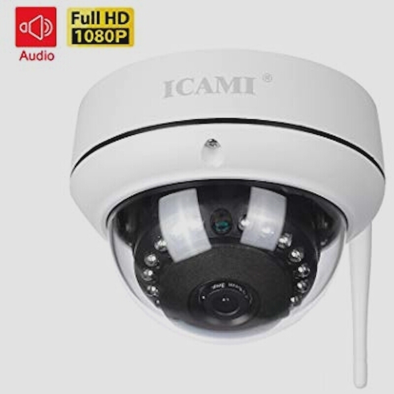 送料無料★ICAMI 防犯カメラ HD 1080P ワイヤレス IP 監視カメラ SDカードスロット内臓で自動録画 WIFI対応_画像1