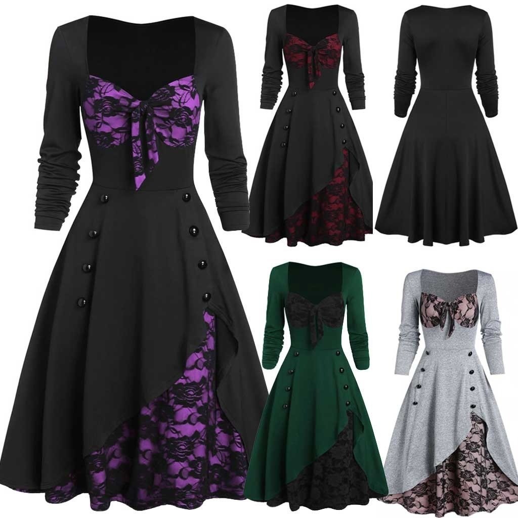 ZKY29* gothic flower race maxi dress One-piece Club Live Event party Gothic and Lolita 