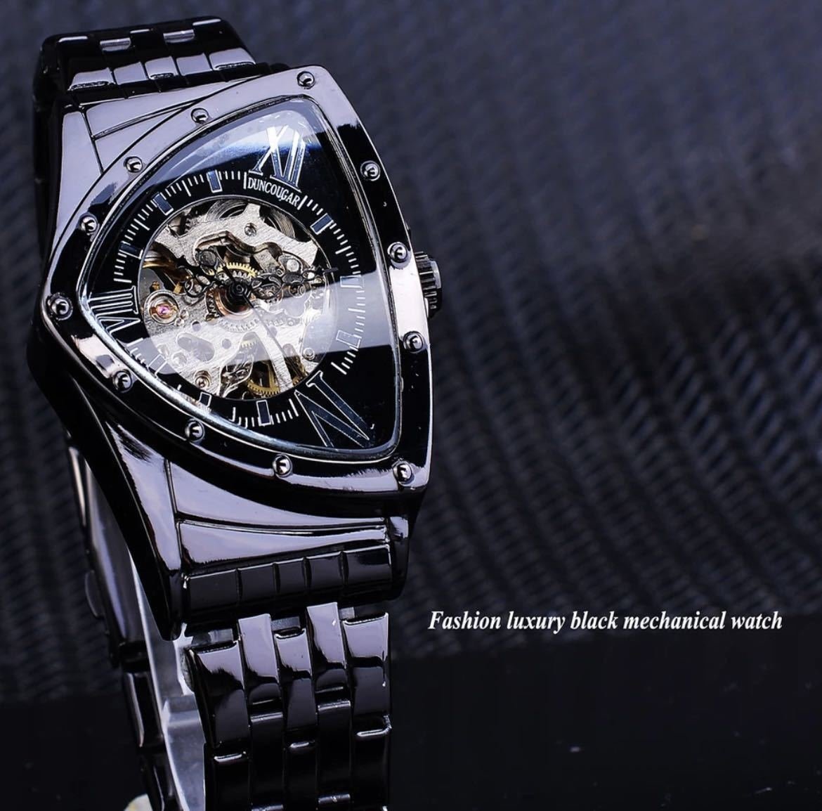 ZKY105◆全5種類 要1種類選択 三角形 スケルトンブラック腕時計 機械式 ステンレス鋼 メンズ腕時計 ウォッチ 時計 かっこいい おしゃれ の画像3