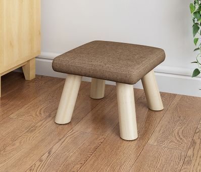 LYW990* stool plain thin type cushion fabric simple ( rectangle, Brown )