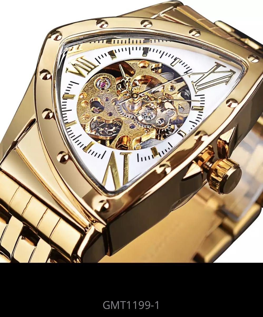 ZKY105◆全5種類 要1種類選択 三角形 スケルトンブラック腕時計 機械式 ステンレス鋼 メンズ腕時計 ウォッチ 時計 かっこいい おしゃれ の画像8