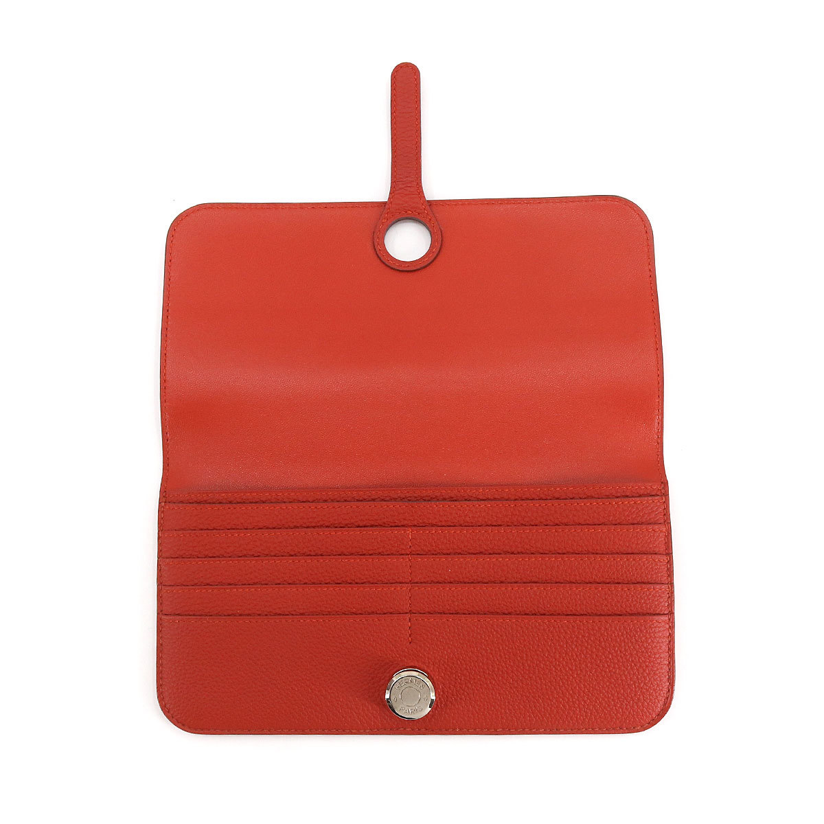 新品同様 エルメス HERMES ドゴンロング 二つ折り 長財布 トゴ ヴァーミリオン T刻印 シルバー 金具 Dogon Long Wallet 90167481_画像5