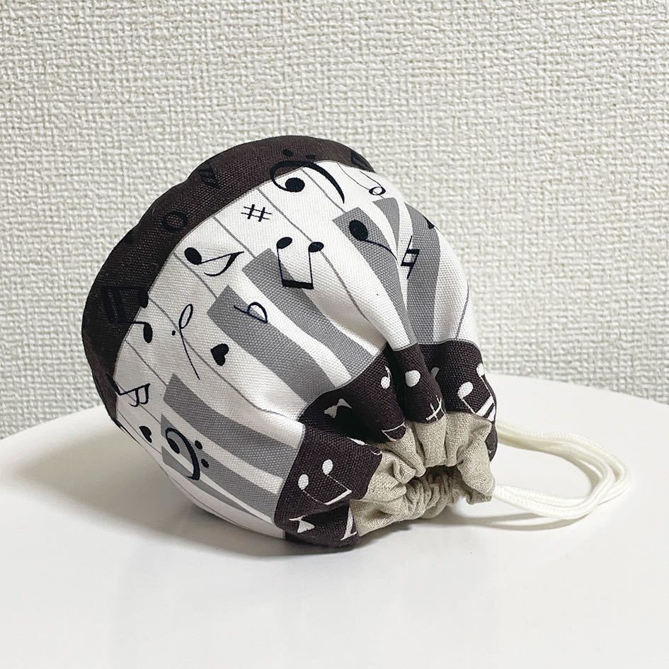 ハンドメイド 丸底 巾着★鍵盤 音符_画像2