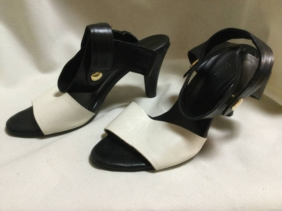 C1593 NOUER black & white mules 38 size heel 7,5.