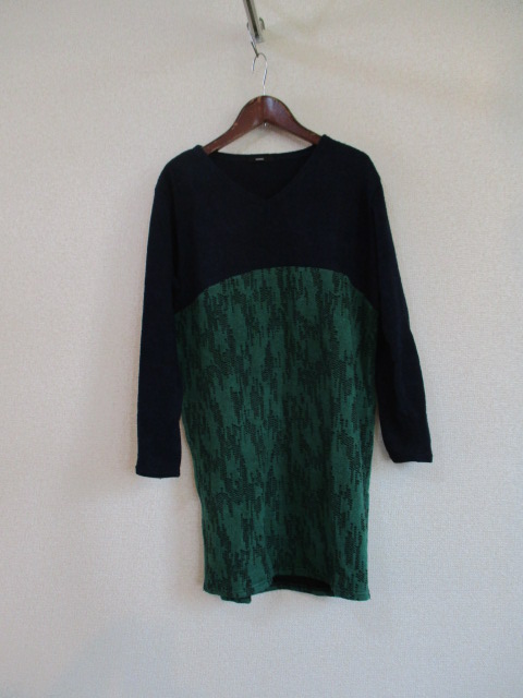 OSMOSIS темно-синий × зеленый вязаный платье (USED)82517)