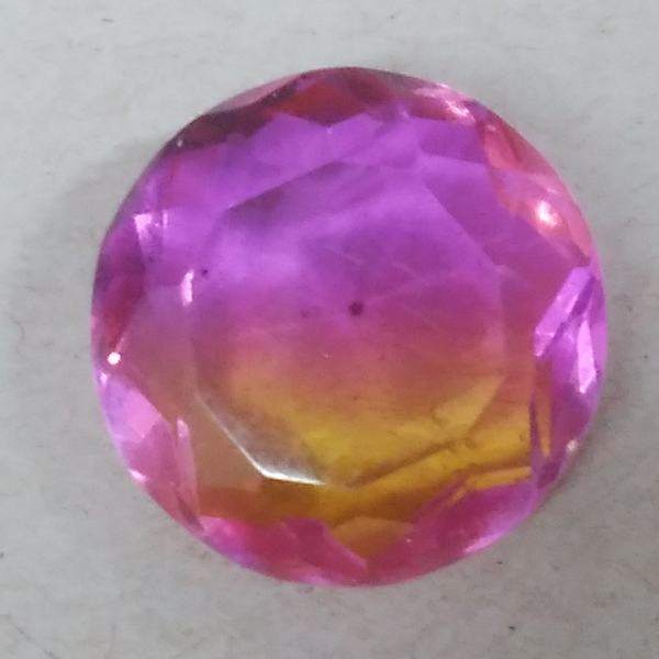 [12.59 ct] バイカラー 合成トルマリン ラウンドカット ルース 宝石 ジュエリー_画像1