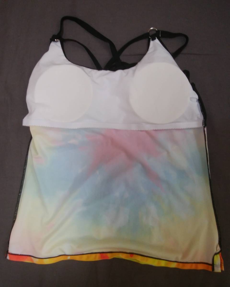 [ new goods * unused ] Rainbow Pride 2XL size tankini swimsuit [ rainbow color * gradation * multicolor * colorful ]