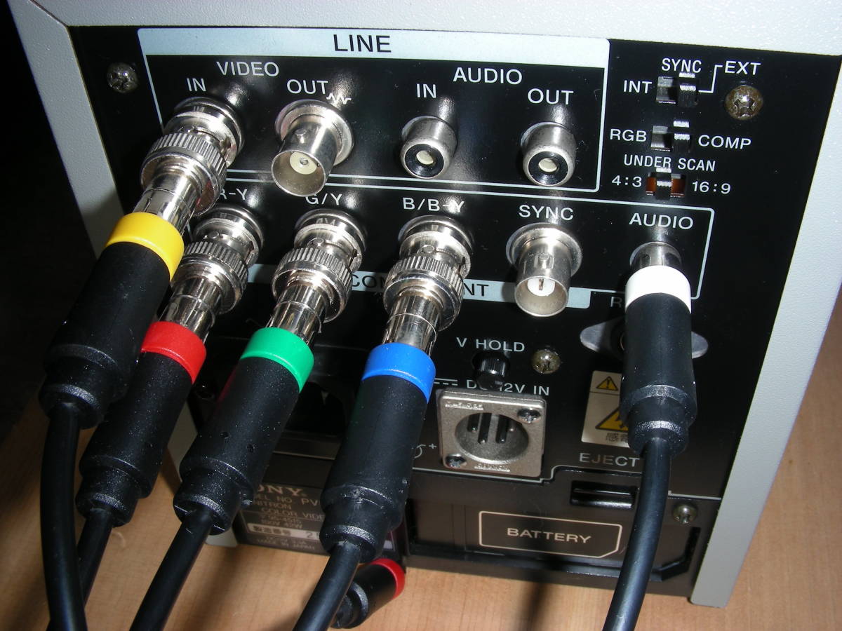 プレイステーション BNC ケーブル AVマルチ端子 ( RGB ・ コンポーネント ブラウン管 BVM ・ PVM などに ) PS・PS1・PS-ONE・PS2・PS3_接続例：ビデオ・コンポーネント