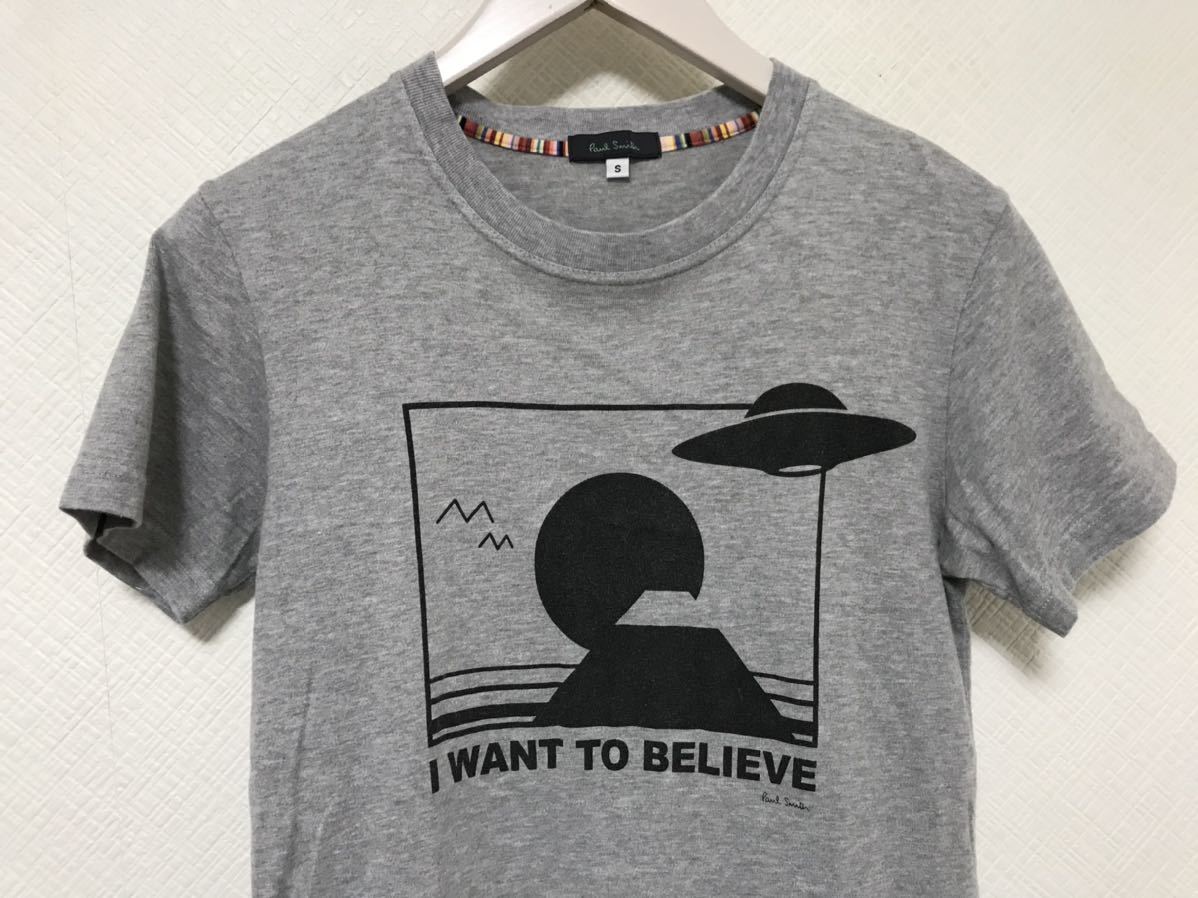 本物ポールスミスPAULSMITHコットンロゴプリント半袖Tシャツメンズアメカジサーフミリタリービジネススーツ日本製Sグレー