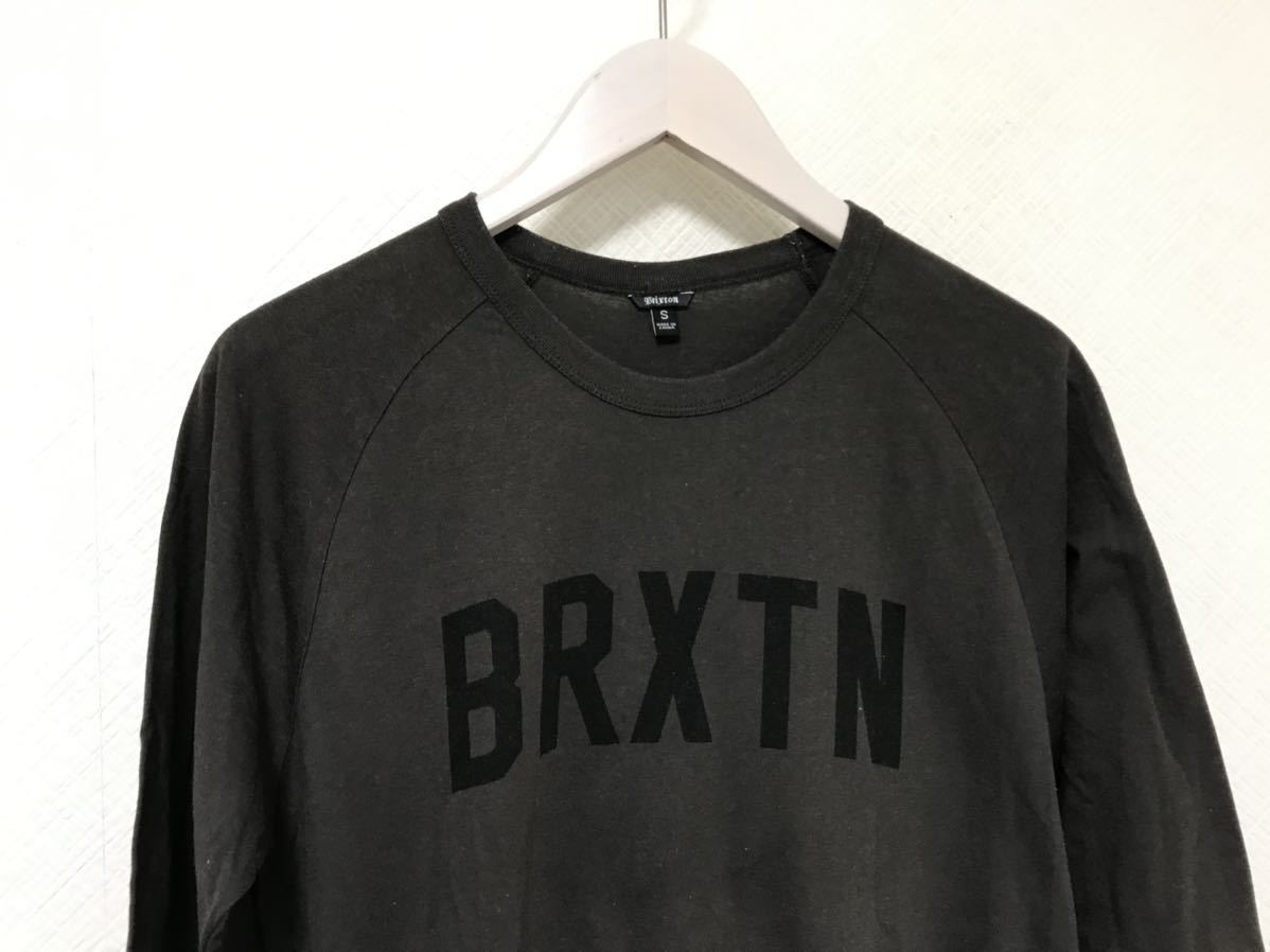 本物ブリクストンBrixtonロゴプリントコットン7部丈半袖Tシャツメンズアメカジサーフミリタリーストリートスケーター茶ブラウンS