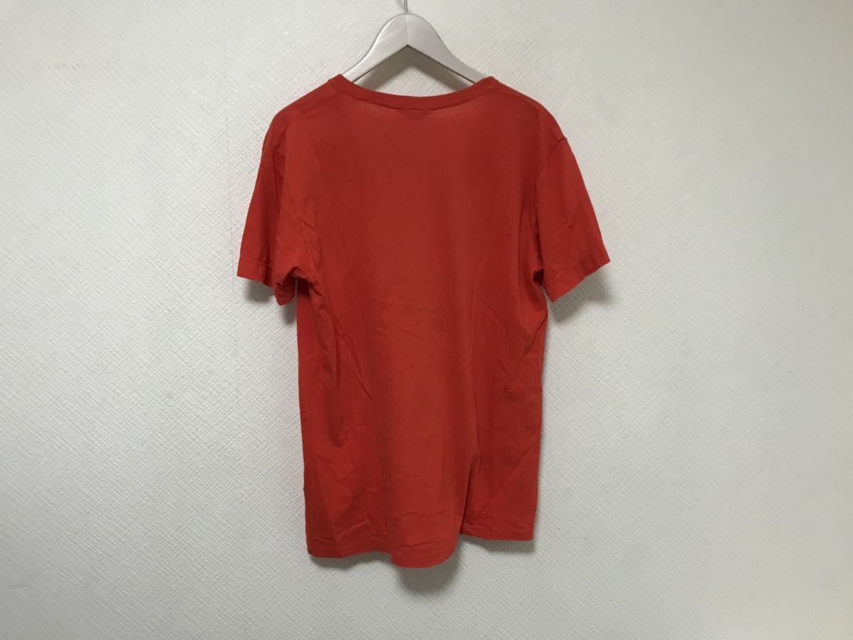 本物アンユーズドUNUSEDコットンVネック半袖TシャツメンズアメカジサーフミリタリービジネススーツL日本製3オレンジ_画像3