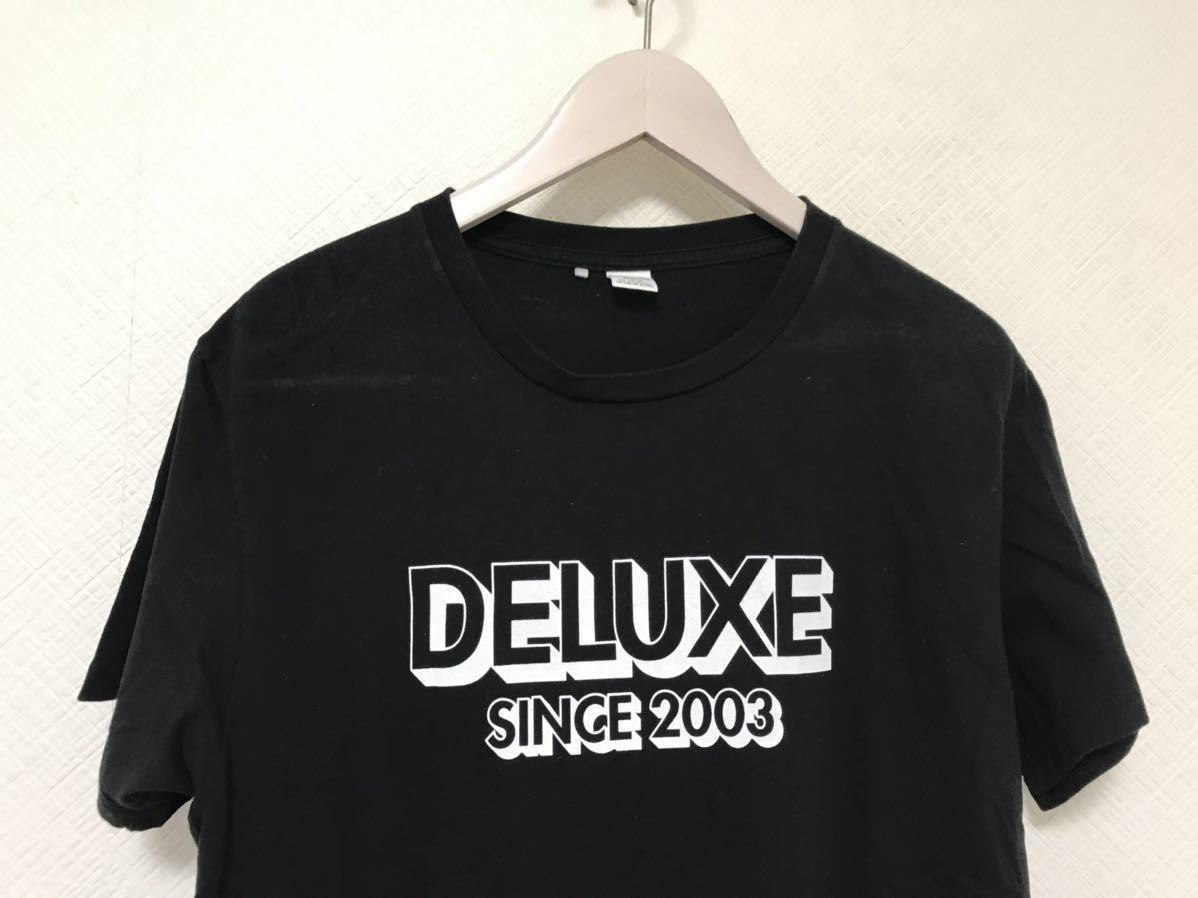 美品本物デラックスDELUXEコットンロゴプリント半袖TシャツメンズアメカジサーフミリタリーMビジネス黒グレーストリートスケーター日本製